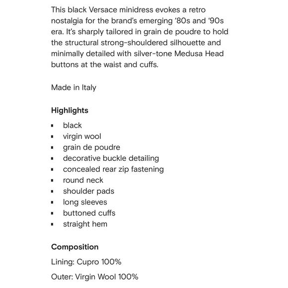 Versace Hourglass Grain De Poudre Suit Mini Dress Black Wool 38/ 2 NWT $3025 - Picture 14 of 14